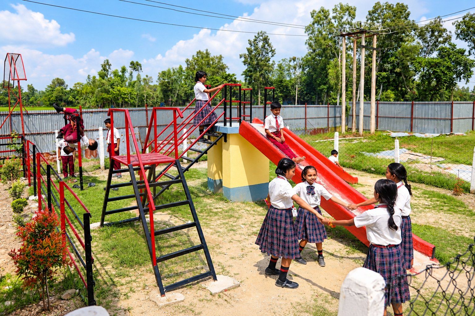 Children playing together on the IGPS playground